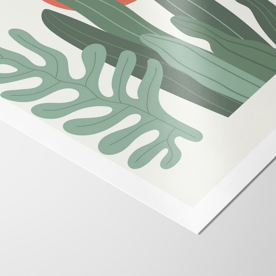 Plakat bez ramy 30x40 - Graficzna Harmonia: Liście i Rośliny na Plakacie - liście, grafika