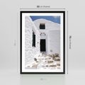 Plakat w ramie 50x70 - Santorini - Grecja błękitem malowana - Santorini, Grecja - rama czarna