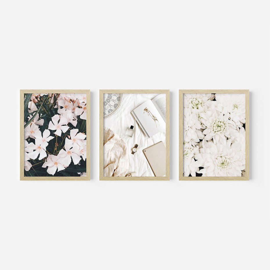 Zestaw obrazy w ramie 40x50 galeria - Kwiaty, perfumy, salon, sypialnia - rama drewno