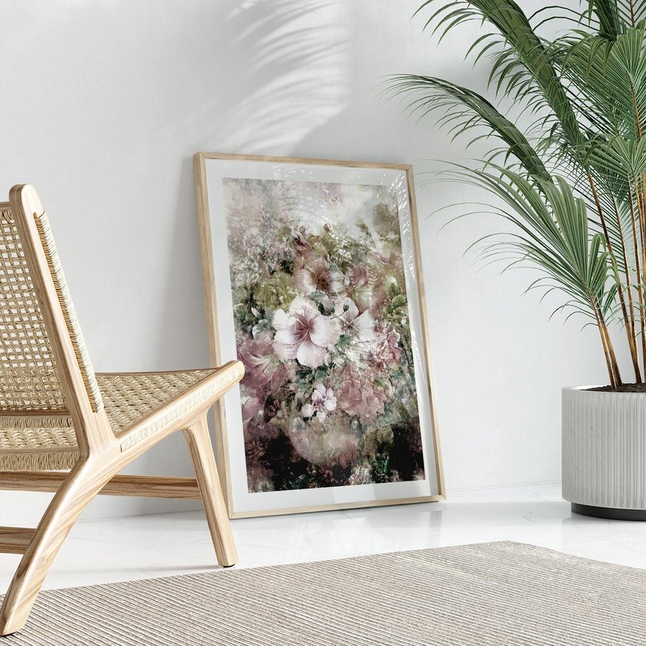 Plakat w ramie 30x40 - Piękno natury na płótnie - kwiaty, olejne - rama drewno