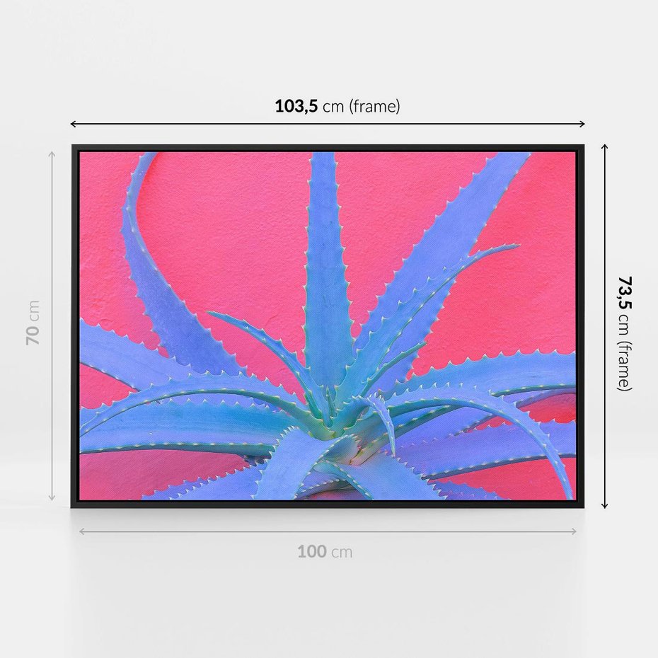 Obraz w ramie 100x70 - Piękno Pustyni - kaktusy, liście - rama czarna