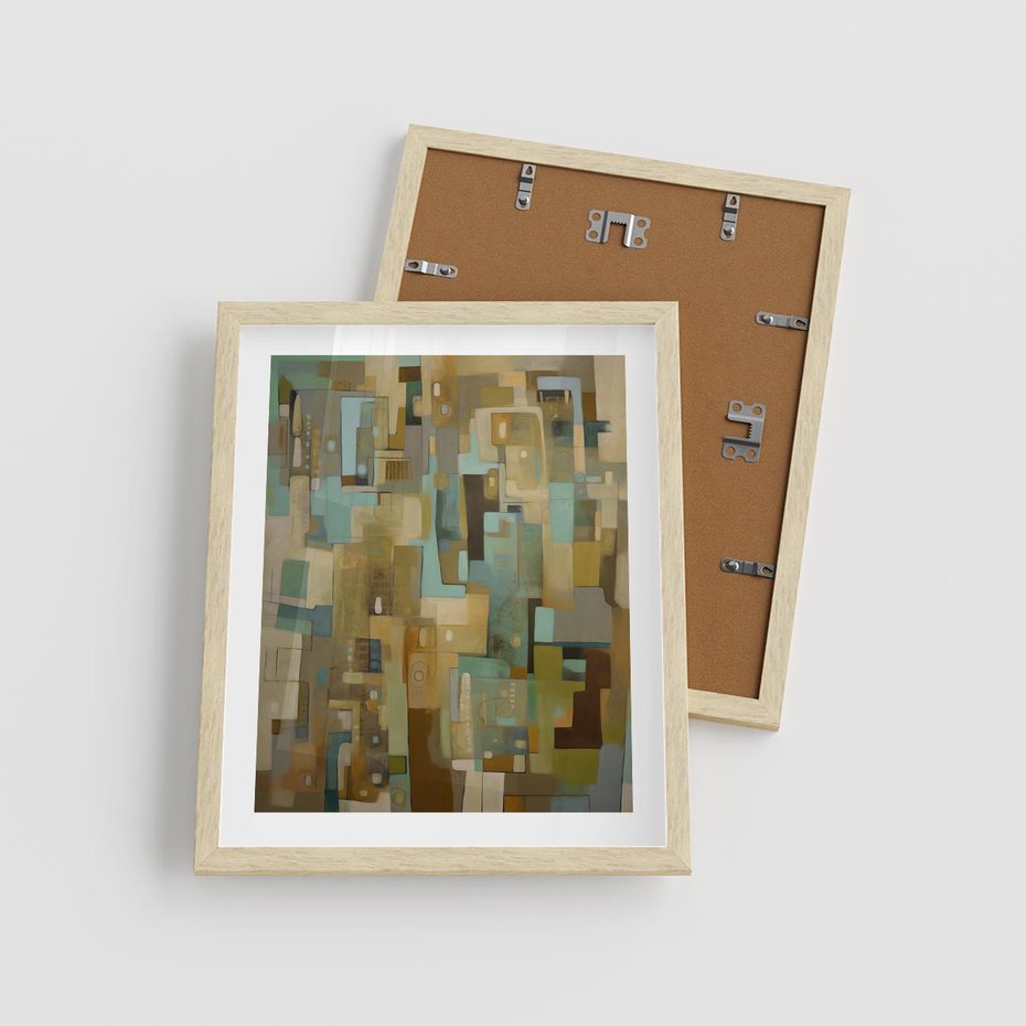 Plakat w ramie 40x50 - Kolorowe Wyobrażenia - abstrakcyjny obraz, mnogość kolorów - rama drewno