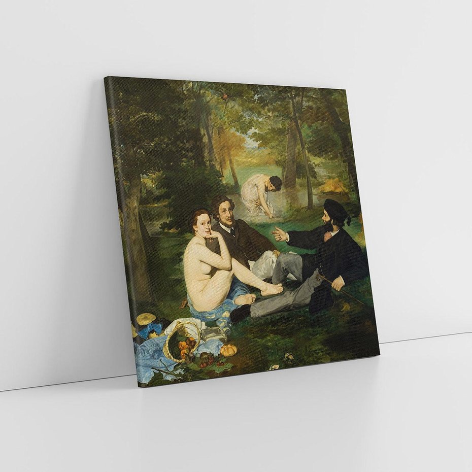Obraz na płótnie 50x50 - "Śniadanie na trawie" (1863) Edouard Manet - Reprodukcja - reprodukcja, obraz na płótnie