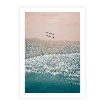 Plakat bez ramy 21x30 - Turkusowe Uroki - niebieskie turkusowe morze, plaża