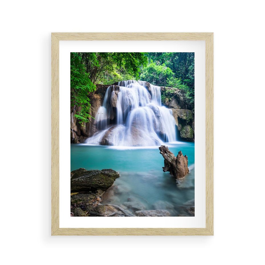 Plakat w ramie 40x50 - Abstrakcyjna nowoczesność - wodospad, woda - rama drewno