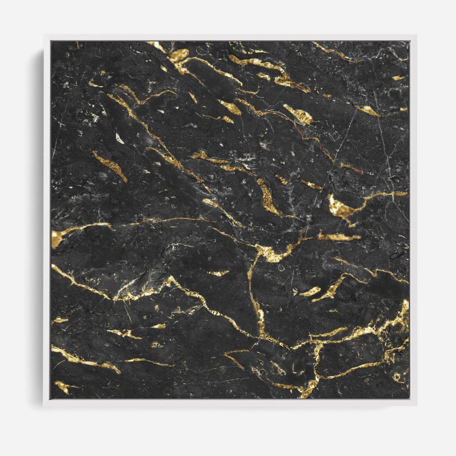 Obraz w ramie 50x50 - Egzotyczny Blask - marmur, złoto - rama biała