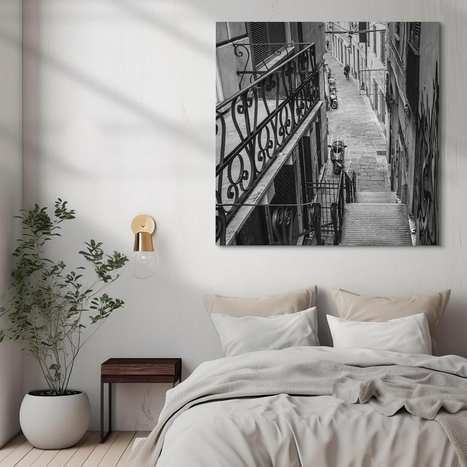 Obraz na płótnie 80x80 - Magiczne spacery - uliczka, perspektywa