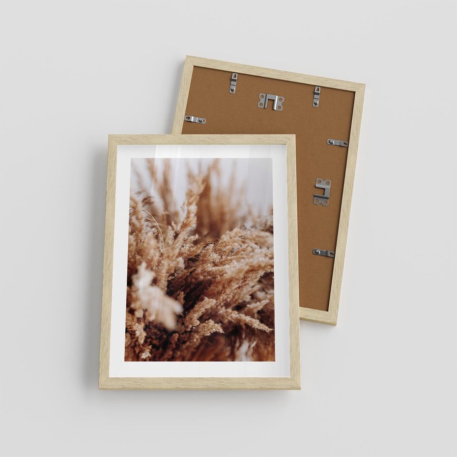Plakat w ramie 30x40 - Sztuka Suszonych Traw - trawa pampas, suszone trawy - rama drewno