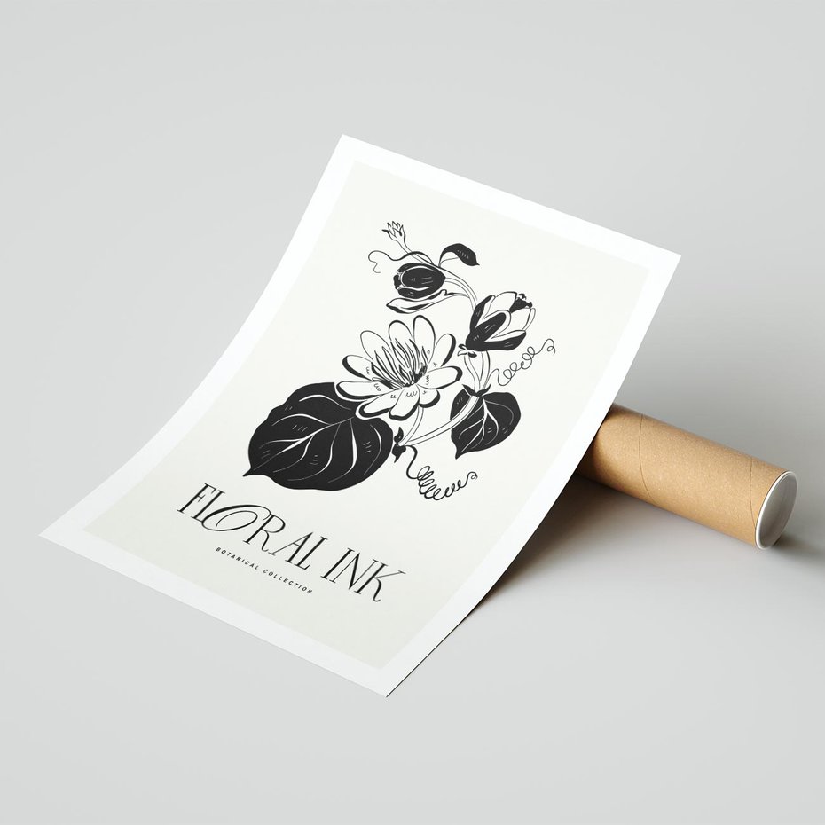 Plakat bez ramy 30x40 - Odbicie kwiatowych chwil - kwiaty, typografia