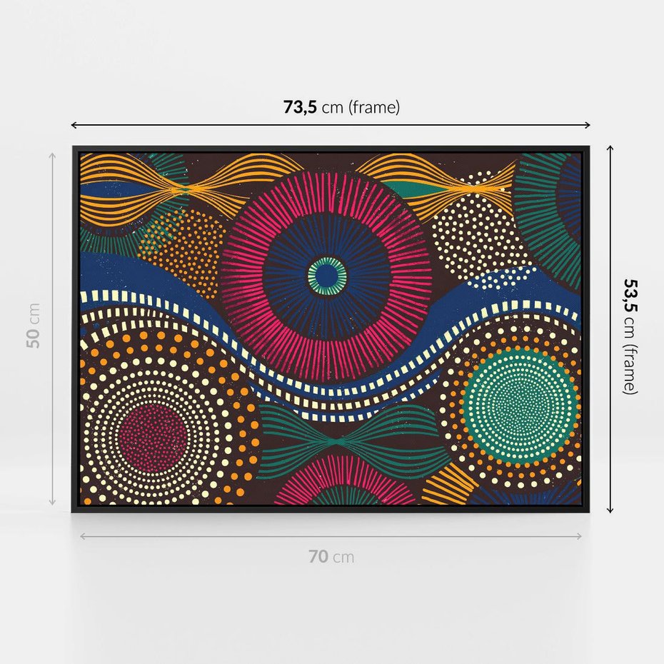 Obraz w ramie 70x50 - Energia Wzorców - enticzne wzory, kształty - rama czarna