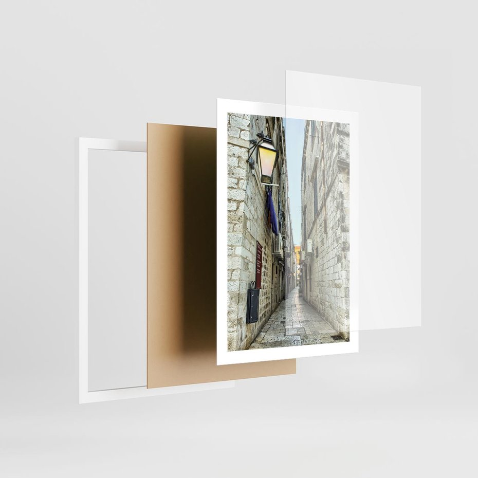 Plakat w ramie 50x70 - Urok Włoskiej Uliczki - włoska, uliczka - rama biała