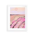Plakat w ramie 30x40 - Harmonijny Świt - pastelowy krajobraz, nowoczesny plakat - rama biała