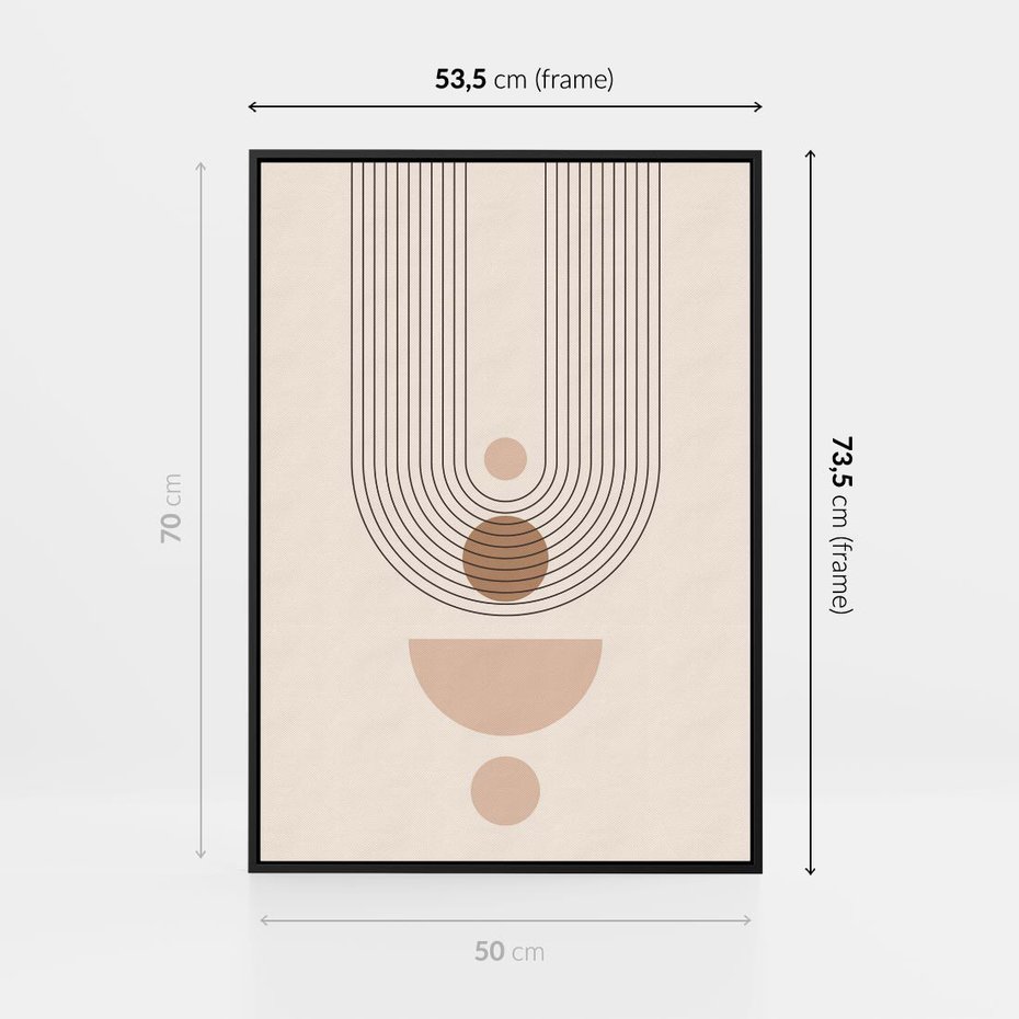 Obraz w ramie 50x70 - Strukturalne Kształty Postępu - boho plakat, minimalizm - rama czarna