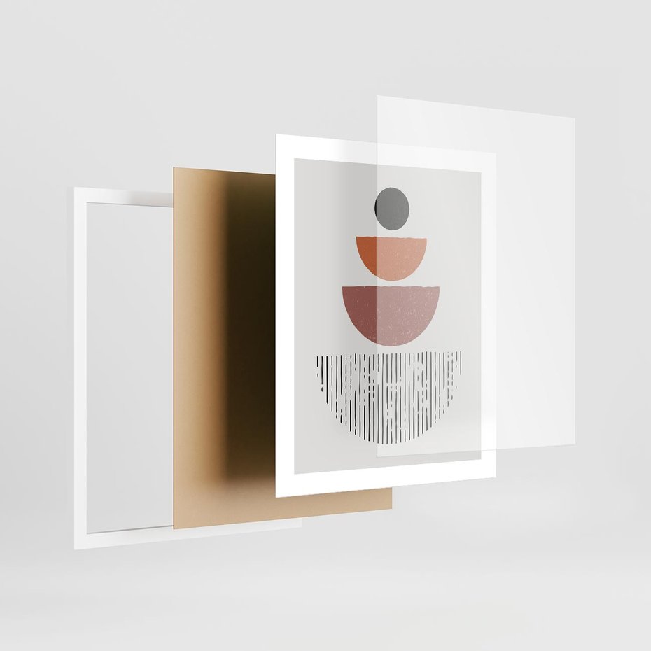 Plakat w ramie 40x50 - Półkola i Boho Akcent - geometria, półkola - rama biała