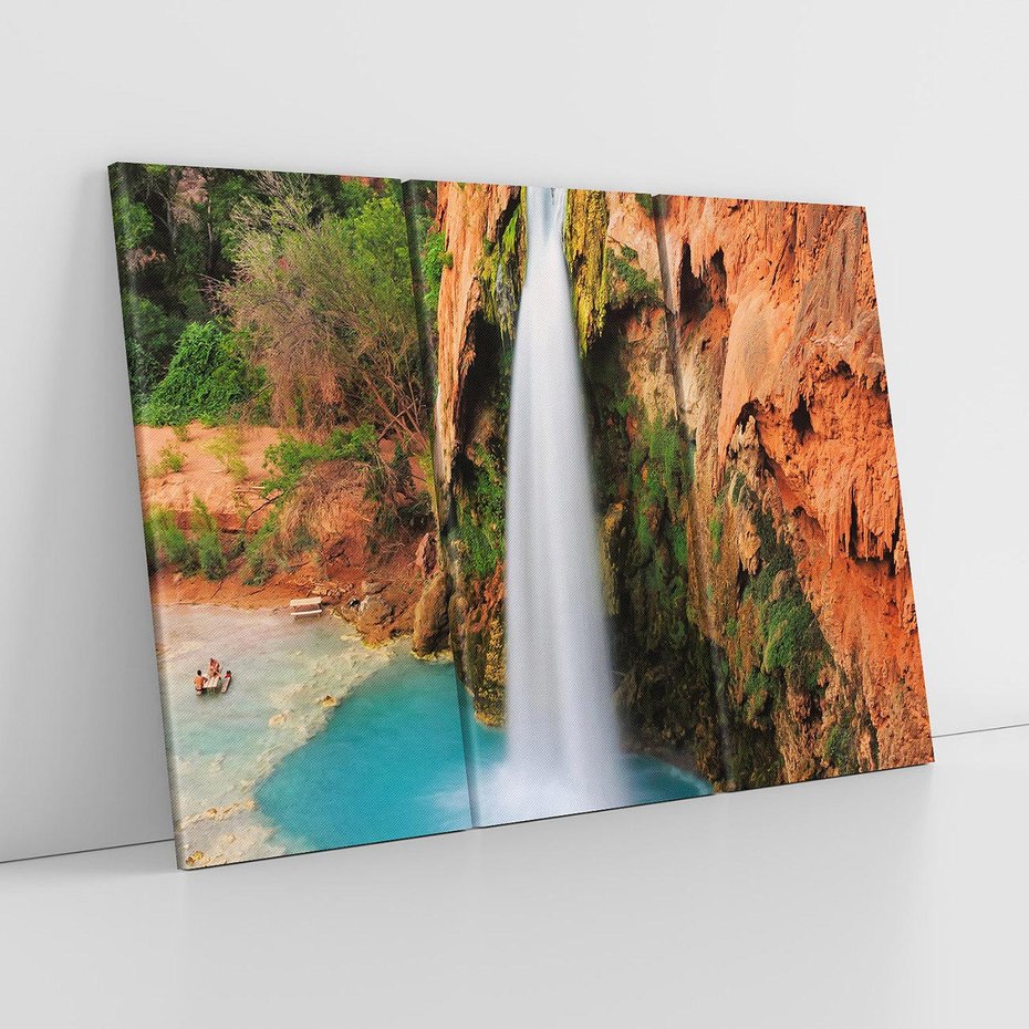 Obraz na płótnie 120x80 - Wodospad wśród majestatycznych gór - wodospad, górski