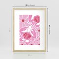 Plakat w ramie 30x40 - Roztańczone Kraby - różowe kwiaty i kraby, abstrakcyjna kompozycja - rama drewno