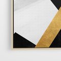 Obraz w ramie 100x70 - Pudrowe Abstrakcyjne Lustra - złote abstrakcyjne linie, szarość - rama drewno