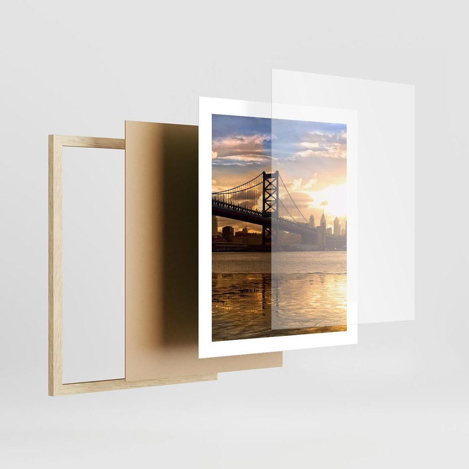 Plakat w ramie 40x50 - Most w mieście - most, miasto - rama drewno