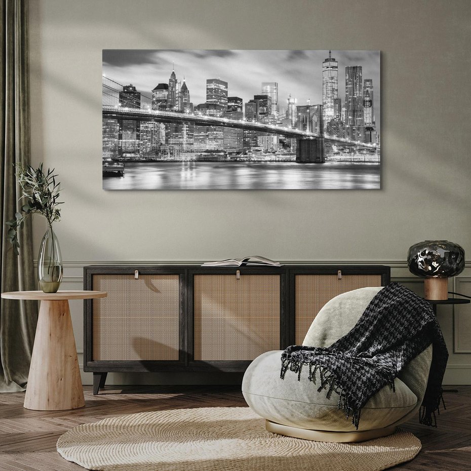 Obraz na płótnie 120x60 - połączenie ikonicznego miasta - most, Nowy Jork