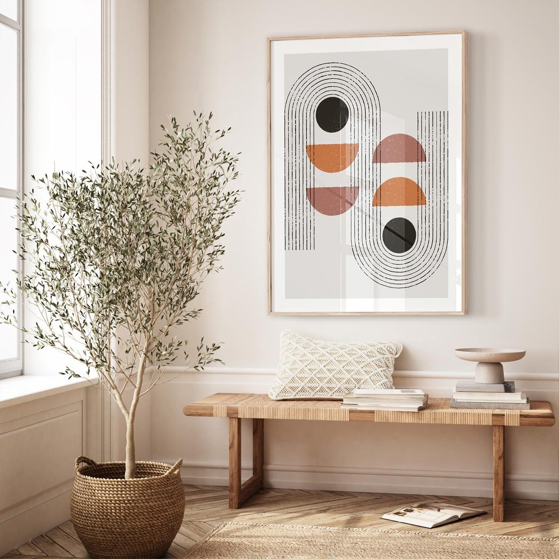 Plakat w ramie 30x40 - Nowoczesna Abstrakcja - geometria, grafika - rama drewno