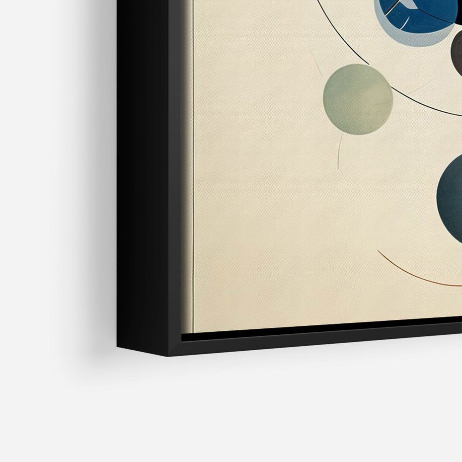 Obraz w ramie 50x70 - Bezgraniczny Taniec Światła - abstrakcyjna geometryczna kompozycja, koła linie - rama czarna