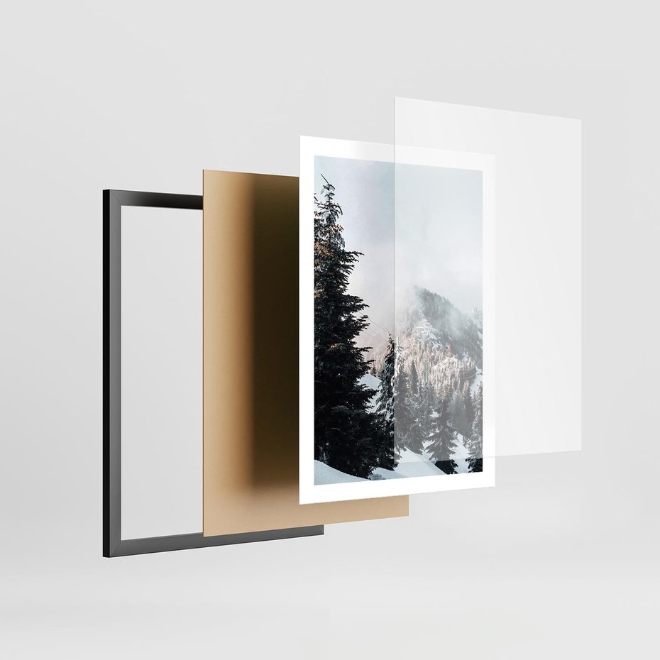 Plakat w ramie 50x70 - Góry, Las i Śnieg na Obrazie - góry, las - rama czarna