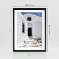 Plakat w ramie 30x40 - Santorini - Grecja błękitem malowana - Santorini, Grecja - rama czarna