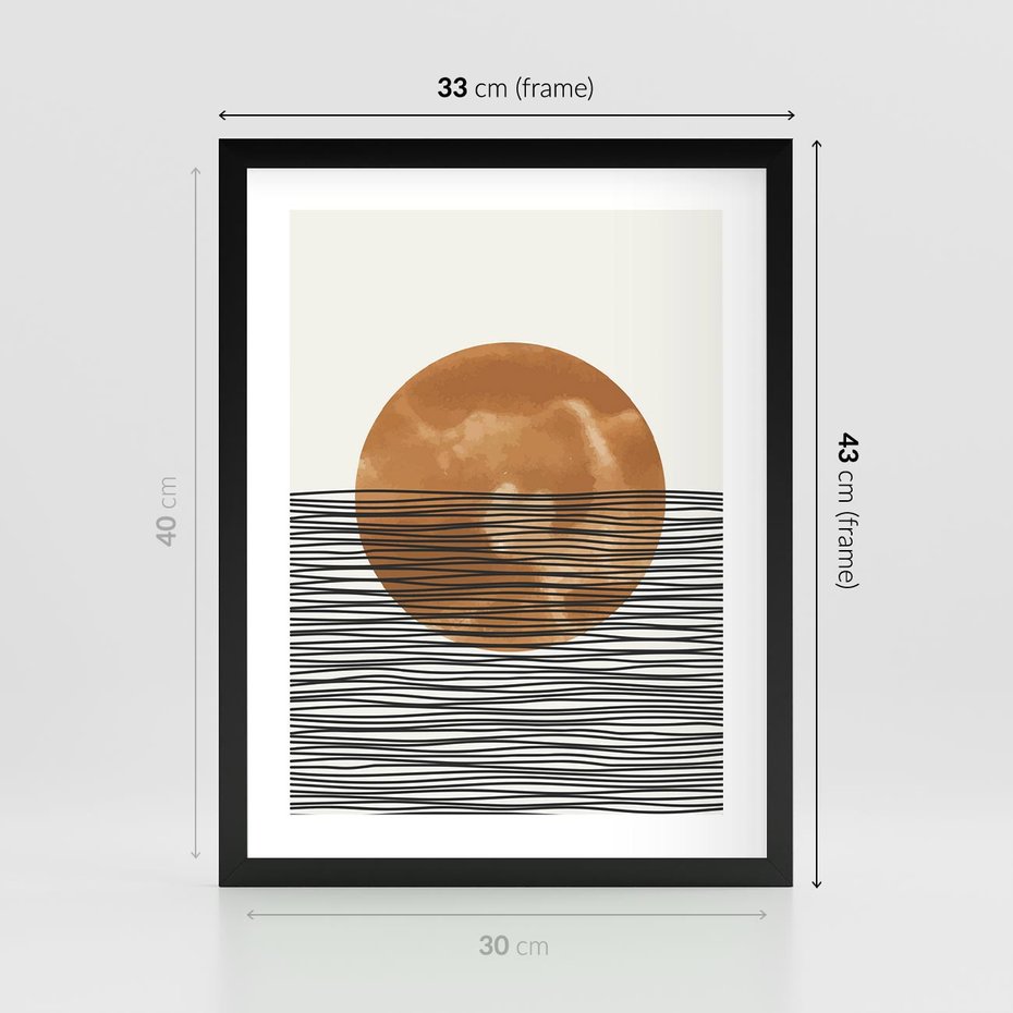 Plakat w ramie 30x40 - Okrąg Mocy - boho obraz, geometria - rama czarna