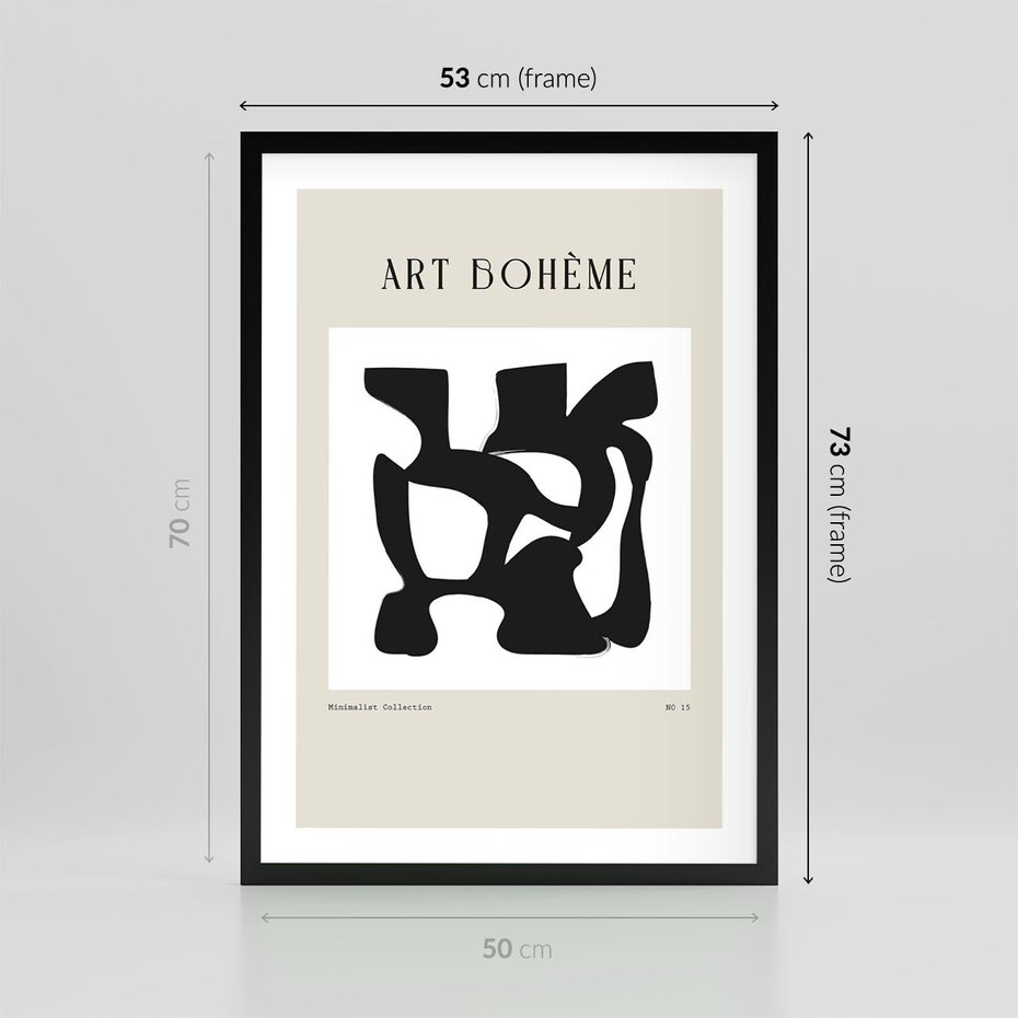 Plakat w ramie 50x70 - Boho Szepty - boho plakat, minimalizm - rama czarna