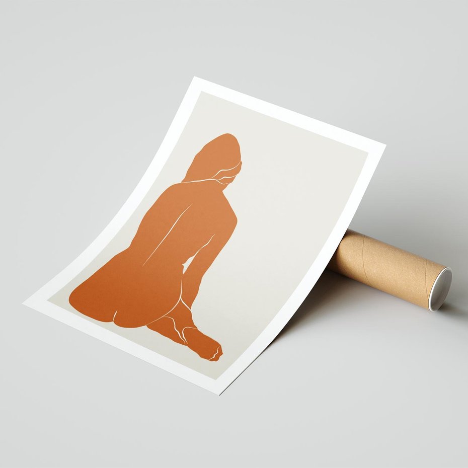 Plakat bez ramy 40x50 - Kobieca Sylwetka w Stylu Modernistycznym - modernistyczny pakat, kobieca sylwetka