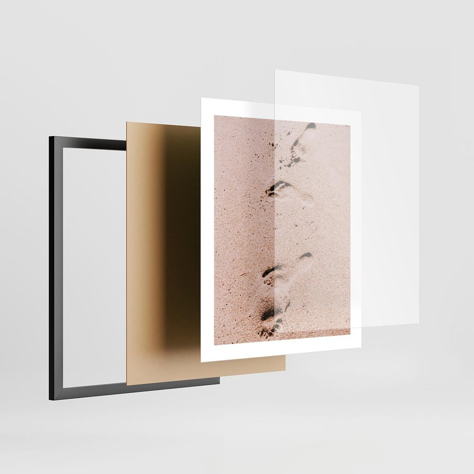 Plakat w ramie 40x50 - Ślady na Piasku - piasek, plaża - rama czarna