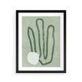 Plakat w ramie 40x50 - Spokojne Kształty Natury - zielona abstrakcja, zgaszona zieleń - rama czarna
