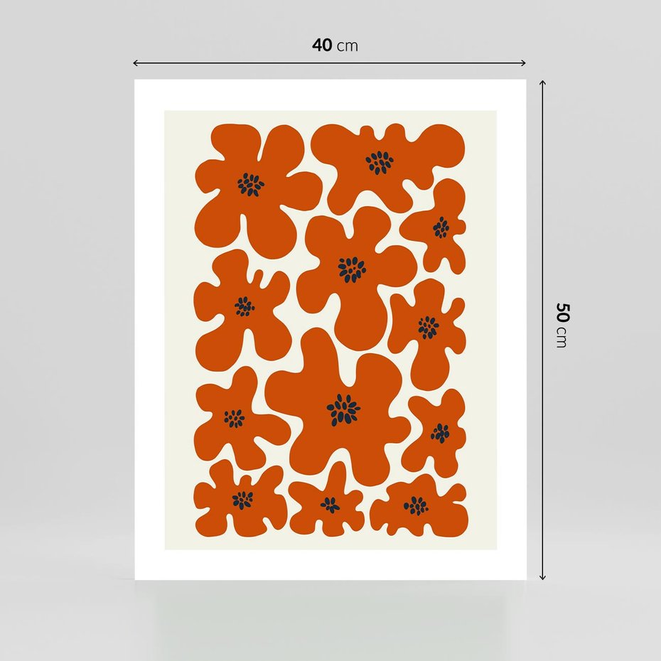 Plakat bez ramy 40x50 - Wibracje Przestrzeni - abstrakcyjne czerwone kwiaty, kompozycja