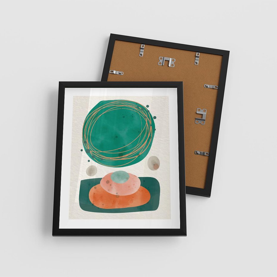 Plakat w ramie 40x50 - Rozmyte Granice - abstrakcyjne plamy, zielony - rama czarna