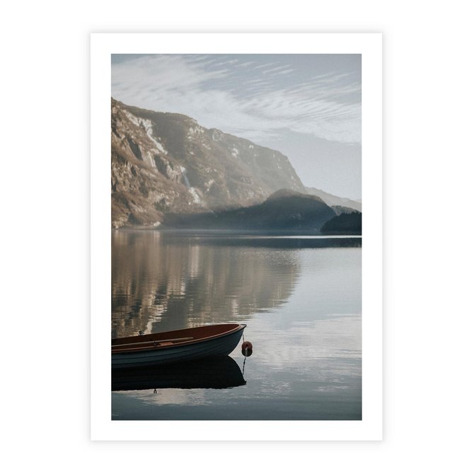 Plakat bez ramy 21x30 - Refleksje Natury - morze, łódka