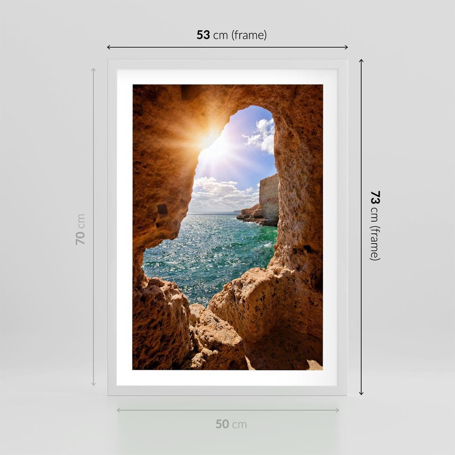 Plakat w ramie 50x70 - Potęga Natury - morze, klify - rama biała