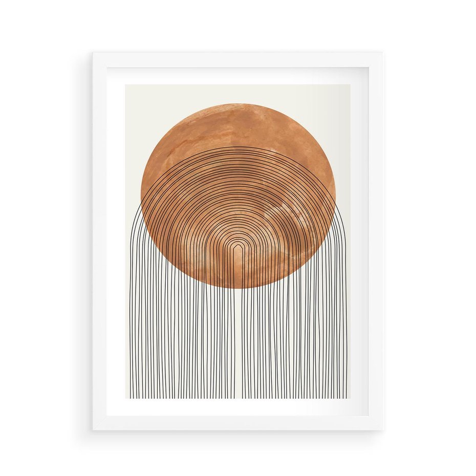 Plakat w ramie 50x70 - Konturem Kształtowane - koło, boho styl - rama biała