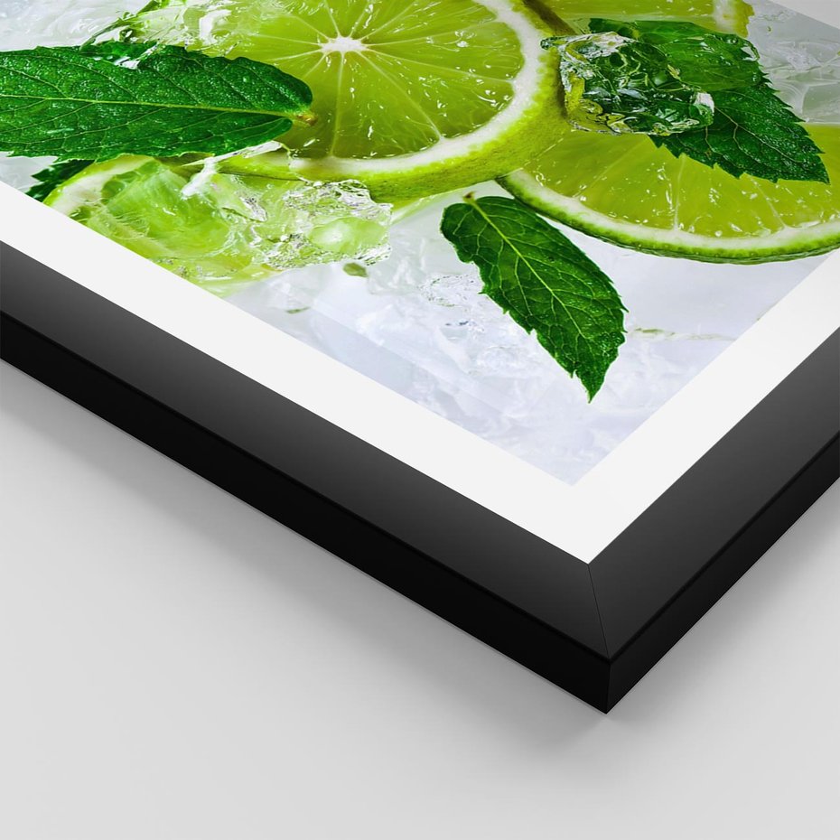 Plakat w ramie 50x70 - Ożywczy duet limonek i cytryn - limonki, cytryny - rama czarna