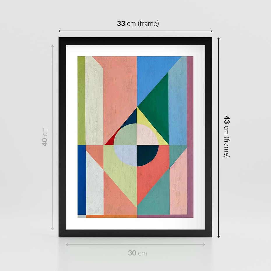 Plakat w ramie 30x40 - Księga Kolorowych Wizji - różne geometryczne formy, koła - rama czarna