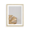 Plakat w ramie 30x40 - Natury Szlachetność - złote, liście - rama drewno