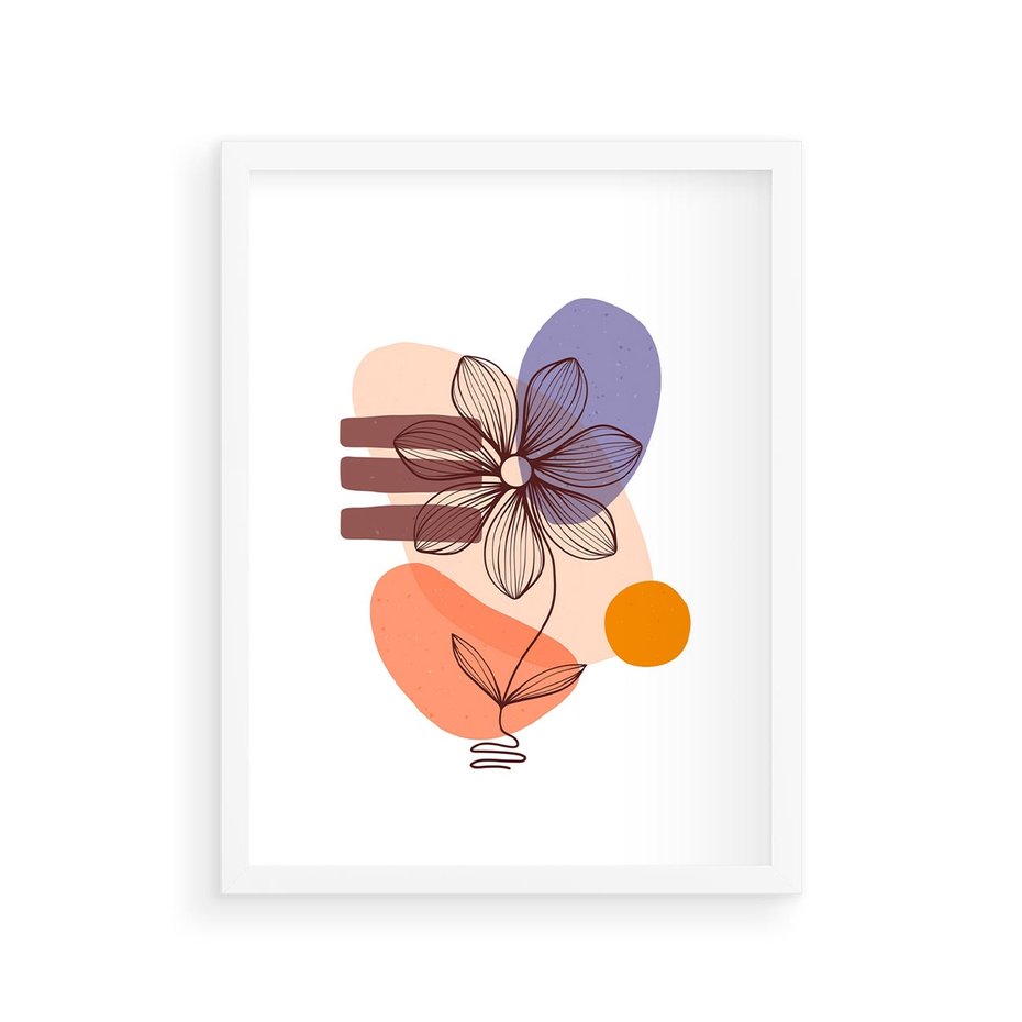 Plakat w ramie 30x40 - Migocące Odbicia Kwiatów - abstrakcyjna sztuka, plamy - rama biała