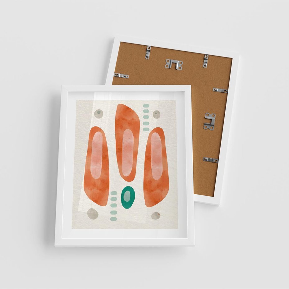 Plakat w ramie 40x50 - Księga Barw - abstrakcyjne formy, dominujący kolor pomarańczowy - rama biała