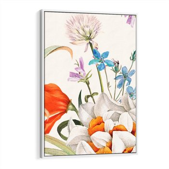 Obraz w ramie 80x120 - Polne Kwiaty - polne kwiaty, na białym tle - rama biała