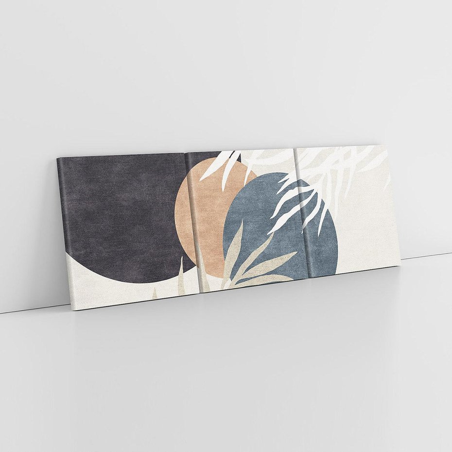 Obraz na płótnie 90x30 - Symfonia skradzionych chwil - cienie liści palmy, beżowe tłó