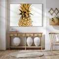 Obraz w ramie 100x70 - Ekskluzywny Akcent - złoty, ananas - rama drewno