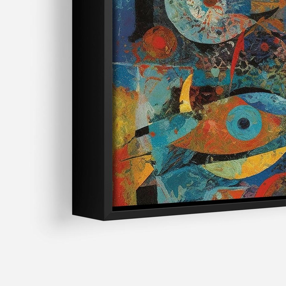 Obraz w ramie 50x50 - Migotliwe Przesunięcia Konturów - abstrakcyjny obraz, sztuka abstrakcji - rama czarna