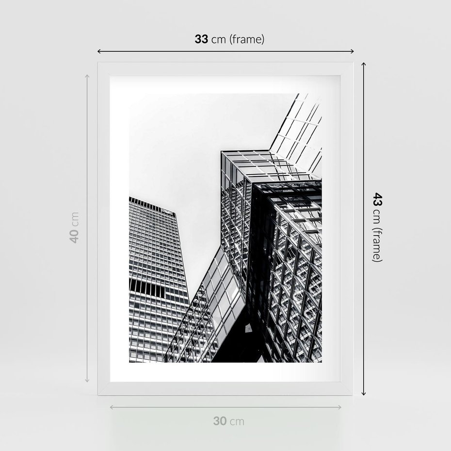 Plakat w ramie 30x40 - Fotografia Wieżowców - architektura, budynki - rama biała
