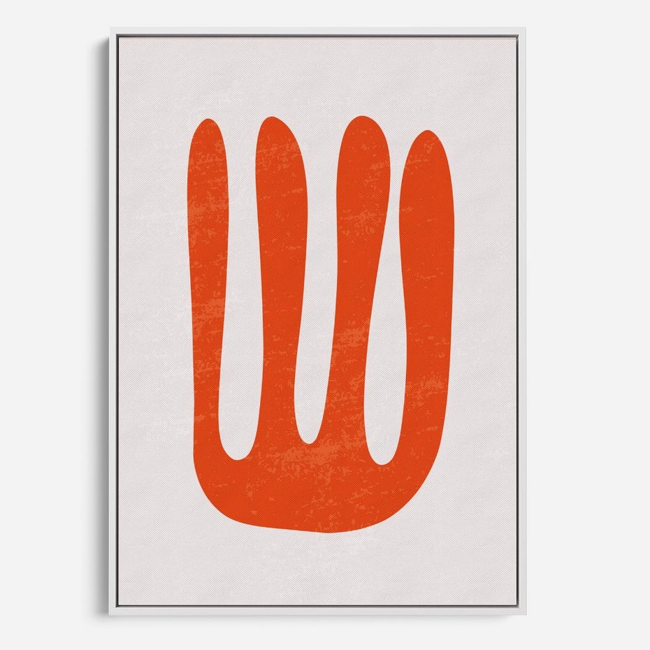 Obraz w ramie 50x70 - Eksploracja Nowego Światła - abstrakcyjna pomarańczowa forma, minimalizm - rama biała