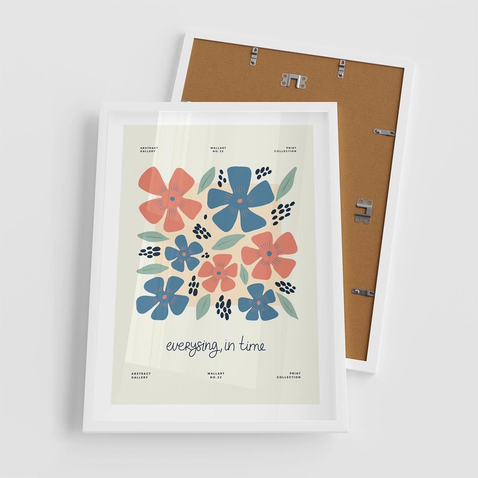 Plakat w ramie 50x70 - Kształtując Marzenia - kwiaty, nowoczesna abstrakcja - rama biała