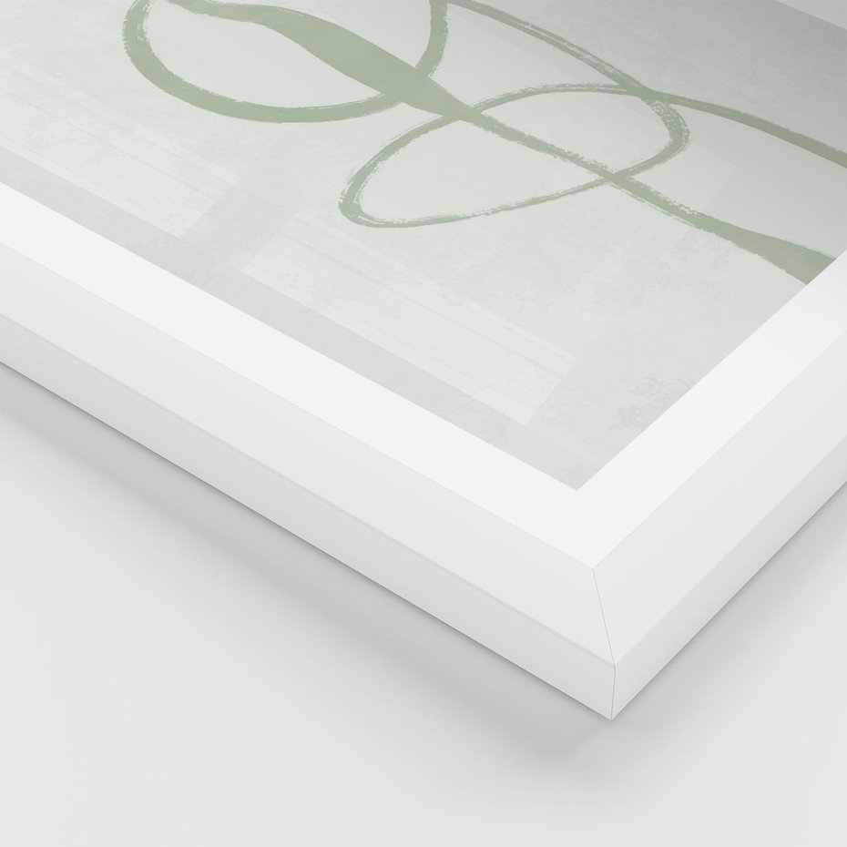 Plakat w ramie 30x40 - Zieleń Wewnętrznej Harmonii - zielona abstrakcja, zgaszona zieleń - rama biała